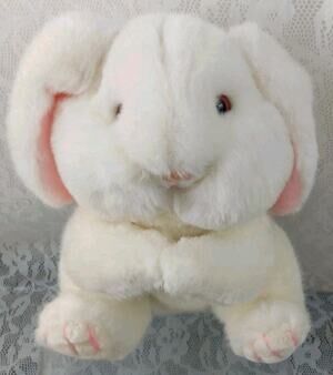 Vintage Animal Fair Bunny Rabbit White Pink Ears Eyes 11" Plush Stuffed Animal